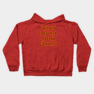 Halloween is Scary, Devilish, Spooky, Ghoulish in Red Orange and Black Style Kids Hoodie